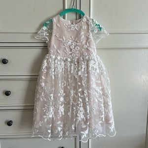 BHLDN ivory and blush Lindi Lace flower girl dress, size 4